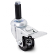 Rueda PU ESD 3" color negro giratoria con freno y pivote M12
